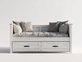 Canapé lit en bois blanc avec deux tiroirs de rangement style classique 200x90x85 cm design chambre
