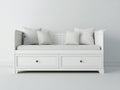 Canapé lit 200x90x90 cm bois blanc style classique-lit banquette avec rangements tiroirs intégrés