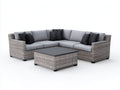 Canapé de jardin d'angle en résine tressée gris 260x260x75 cm - style moderne avec table basse