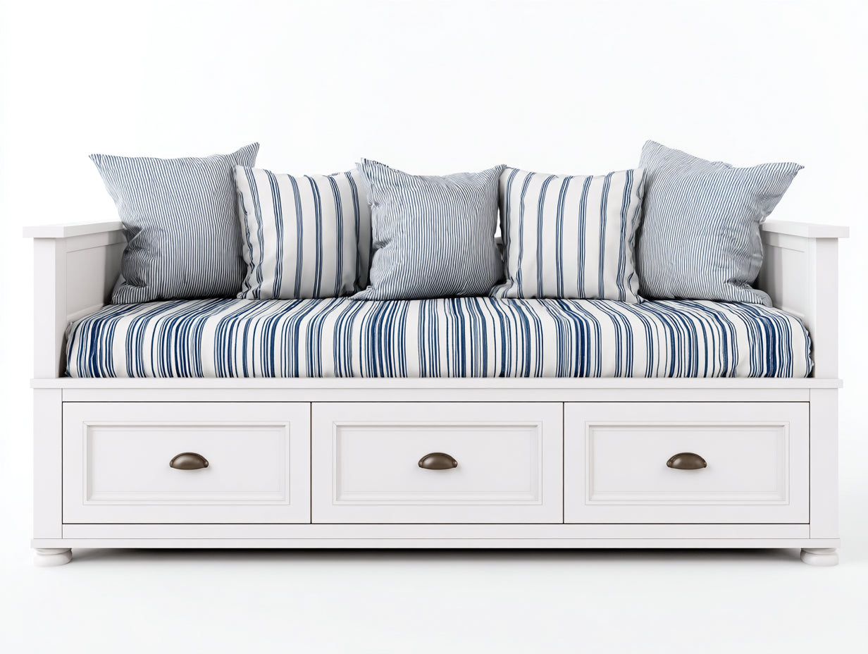 Canapé lit en bois blanc avec tiroirs design classique 200x90x85 cm
