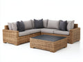 Canapé de jardin rotin tissu 280x280x85 cm - beige gris - ensemble d angle avec table basse design moderne