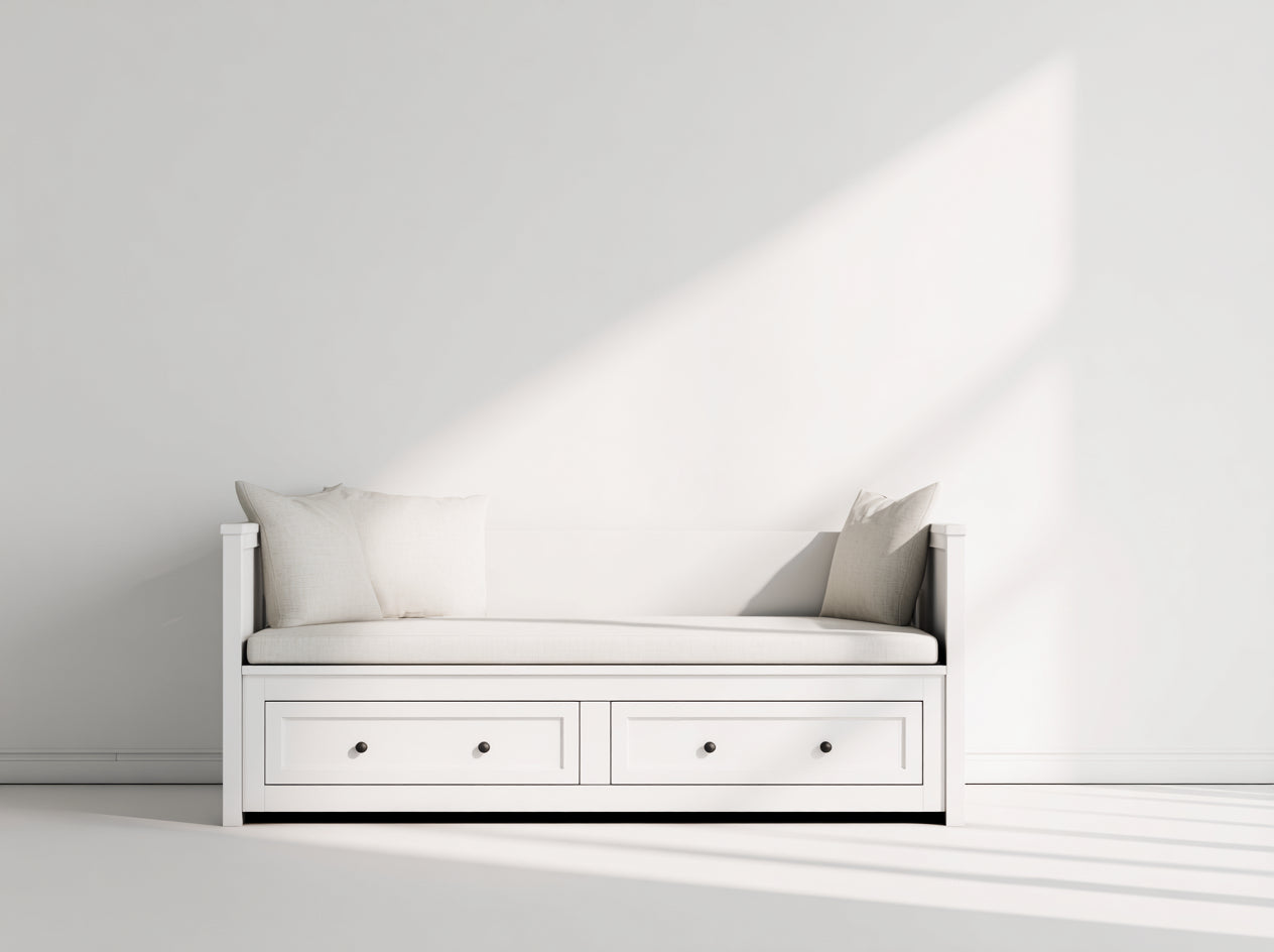 Canapé lit en bois blanc avec tiroirs 200x90x85 cm design moderne pour chambre d amis