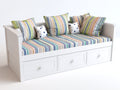 Canapé lit 200x90x90 cm bois blanc style classique-lit banquette avec rangements tiroirs intégrés