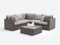 Canapé de jardin en rotin en L avec table basse en verre design moderne 240x240x75 cm