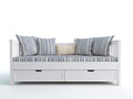 Canapé lit avec tiroirs en bois blanc 200x90x85 cm - style moderne rayé bleu et blanc