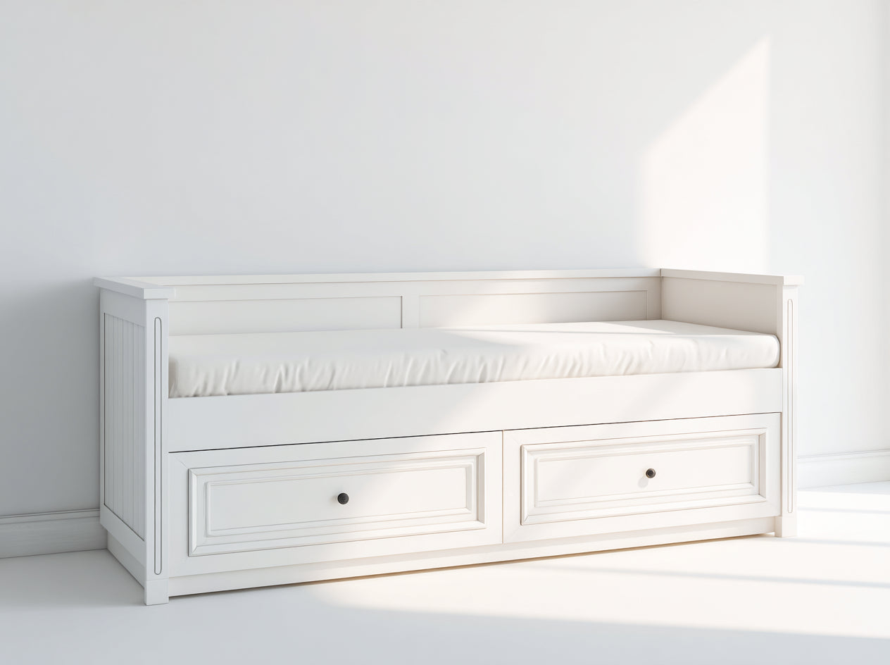 Canapé lit bois 200x90x80 cm - blanc - lit avec tiroirs de rangement design moderne