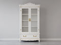 Vitrine - meuble de rangement blanc style baroque portes vitrées 2 portes 1 tiroir 100x40x180 cm design classique élégant