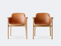 Chaise de salle a manger en cuir orange et bois naturel design moderne 55x58x80 cm