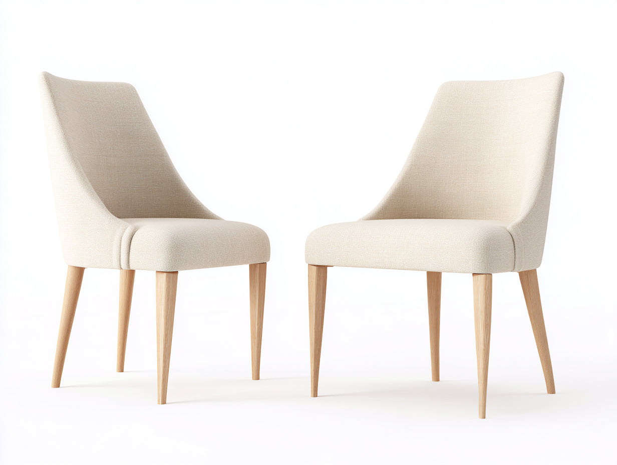 Chaise de salle à manger tissu beige bois naturel 48x54x83 cm - design moderne minimaliste