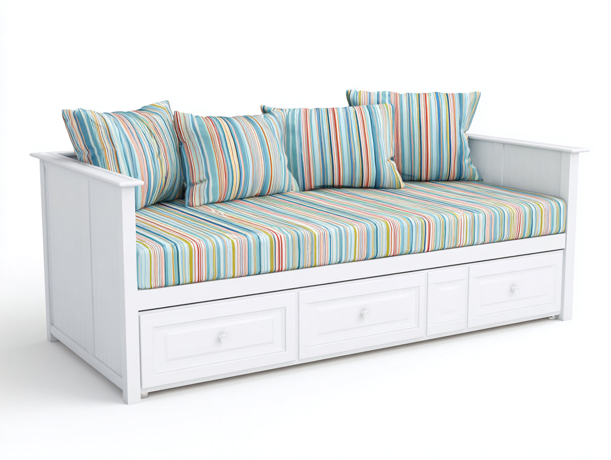 Canapé lit bois 200x90x80 cm - blanc - lit avec tiroirs de rangement design moderne