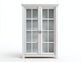Vitrine - meuble de rangement en bois blanc 2 portes vitrées 100x40x180 cm style classique moderne