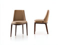 Chaise de salle à manger en cuir PU beige et bois foncé 50x55x85 cm - lot de 2 - design moderne