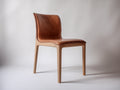 Chaise de salle à manger 45x50x85 cm cuir marron et bois naturel style moderne-chaise design rembourrée