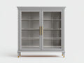 Vitrine bois gris portes vitrées 120x40x180 cm - style moderne élégant