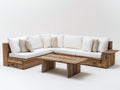 Canapé de jardin en bois en L avec table basse design rustique 260x260x70 cm