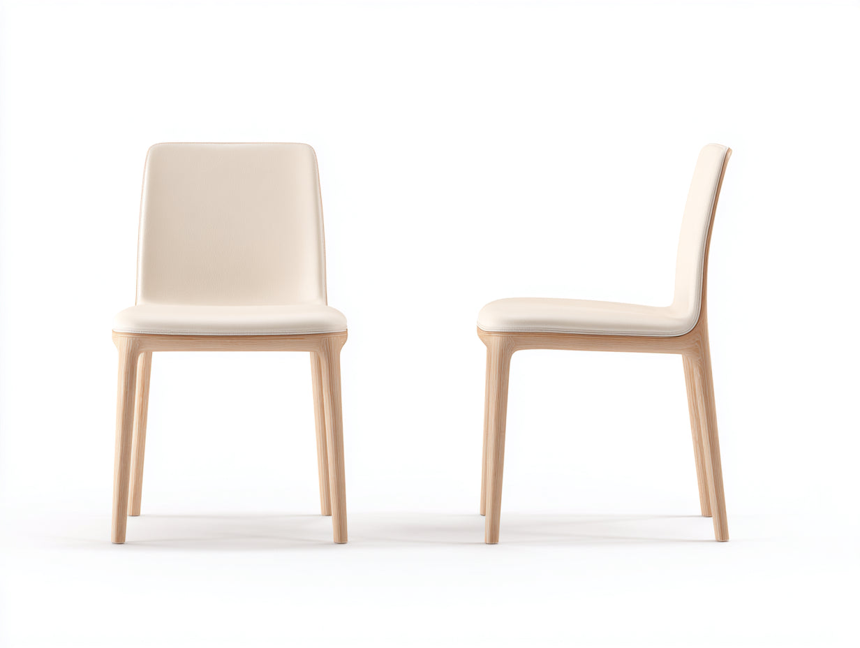 Chaise de salle à manger bois tissu rembourré 45x52x82 cm - beige - design moderne