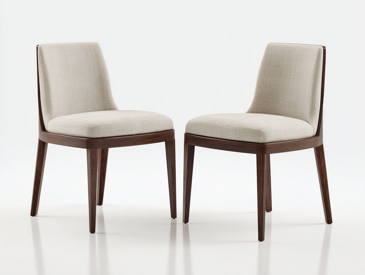 Chaise de salle à manger en tissu beige et bois foncé 45x55x90 cm - lot de 2 - style moderne