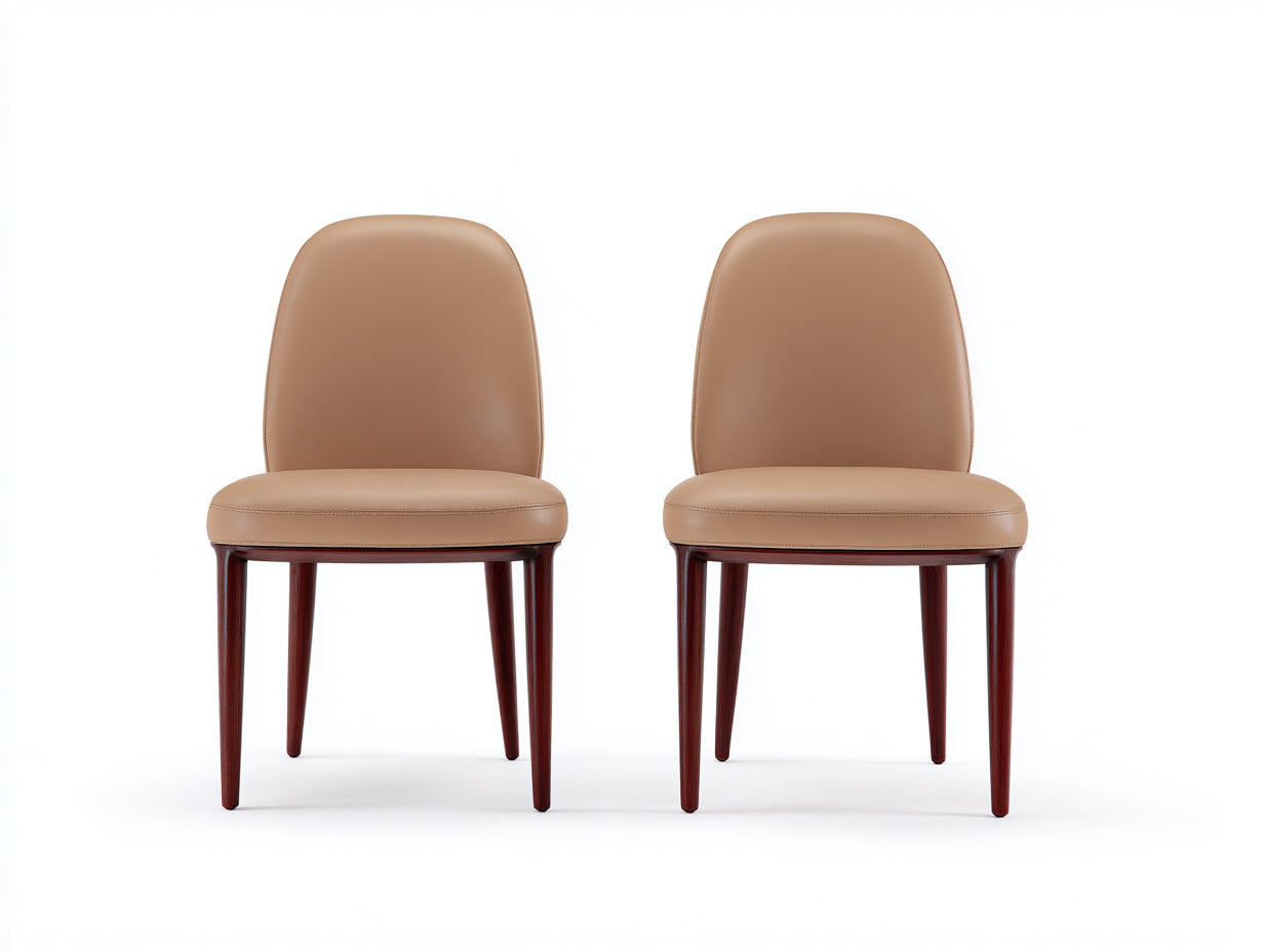 Chaise de salle à manger 45x52x85 cm cuir beige et bois massif style moderne-chaise rembourrée design élégant