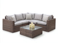 Canape de jardin rotin tissu L forme 260x260x75 cm - beige gris - ensemble salon de jardin avec table basse design moderne