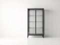 Vitrine 80x40x180 cm métal noir et verre style industriel moderne-meuble de rangement 2 portes pour salon