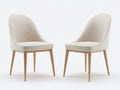 Chaise de salle à manger bois tissu 45x52x85 cm - beige naturel - lot de 2 design moderne