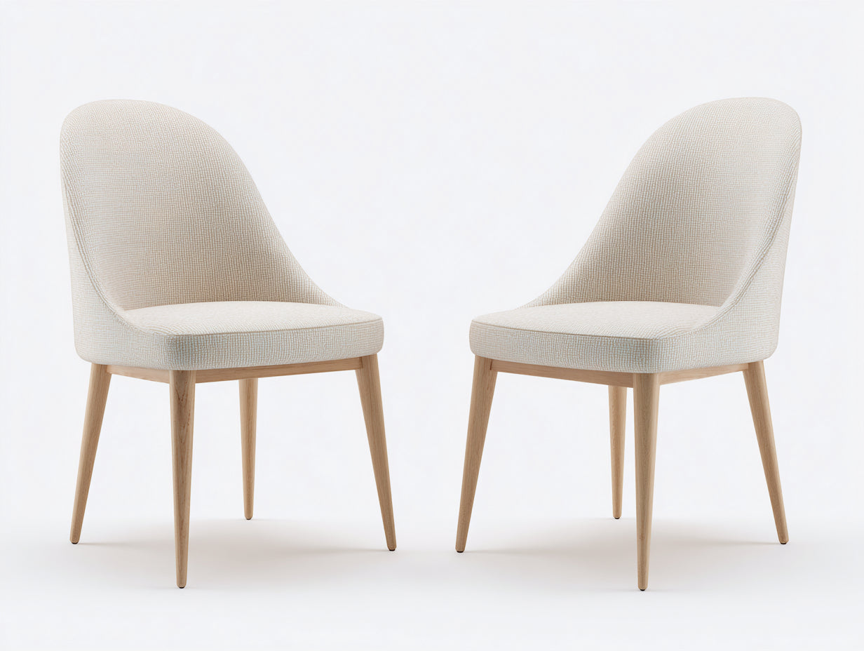 Chaise de salle à manger bois tissu 45x52x85 cm - beige naturel - lot de 2 design moderne