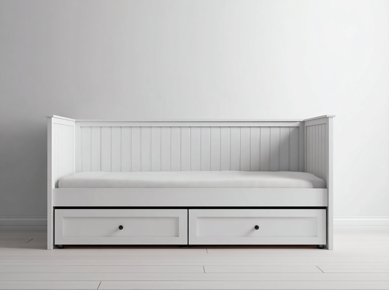 Canapé lit en bois blanc avec tiroirs design moderne 200x90x85 cm